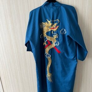 Blue Dragon Embroidered Men's Kimono